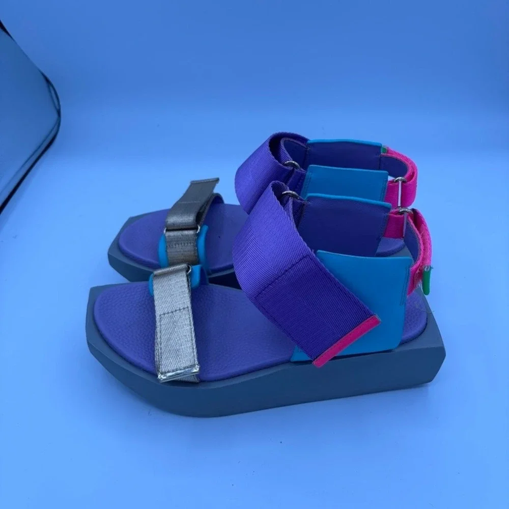 United Nude Delta Run Sandals EUC Sz 37 Purple Multi Platform Wedge Strappy